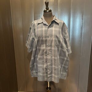 Vintage Style Blue Textured Plaid Button Up Shirt Men’s XL Skater Dadcore Y2K